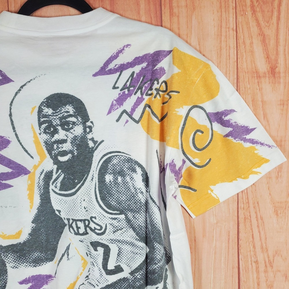 Los Angeles Lakers Shirt Mens M White Magic Johnson Mitchell & Ness AOP - Picture 3 of 11